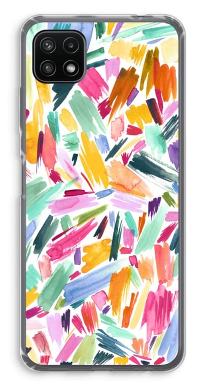 Case Company® - Hoesje geschikt voor Samsung Galaxy A22 5G hoesje - Watercolor Brushstrokes - Soft Cover Telefoonhoesje - Bescherming aan alle Kanten en Schermrand