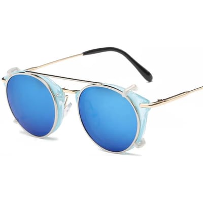 Neutrale Stijlvolle Nieuwste 2-in-1 Zonnebril Retro Dubbel Doel Spiegelend Set Nieuwste Afneembare Externe Zonnebril UV Bescherming 400 Lens Bril white