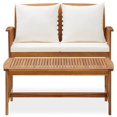 vidaXL - 2-delige - Loungeset - met - kussens - massief - acaciahout