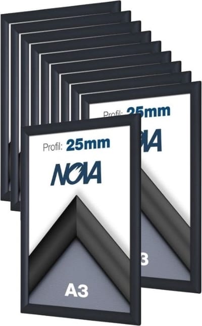 10 PACK Nova Kliklijsten A3  29.7 x 42 cm aluminium zwart – wissellijst - posterlijst