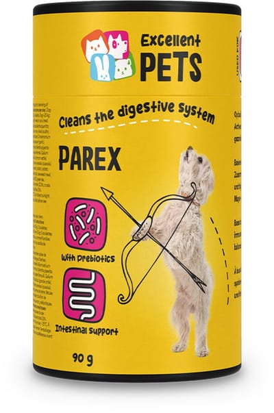 Excellent Pets Spijsvertering 90 gr - Prebiotica - 100% natuurlijk - Bij Moeilijke Ontlasting - Bevordert darmflora, versterkt Immuunsysteem en Glanzende Vacht - Weerstand Honden supplementen - Dog Parex
