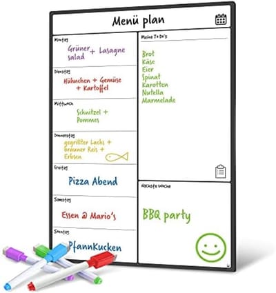PromoHome Weekplanner Magnetisch Whiteboard A3 Formaat - Afwasbaar Keukenbord voor Maaltijdplanning en Familie Organisatie met Kleurmarkers