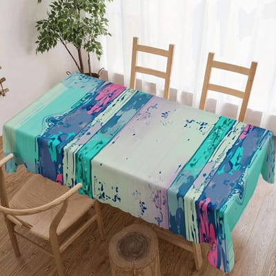 Abstract Aquarel Rechthoekig Tafelkleed voor Tafeldecoratie Keuken Eetkamer Waterdicht Herbruikbaar Tafelkleed voor Tafel Eetkamer 90x140cm blue