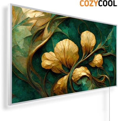 Infraroodpaneel met afbeelding | Florale achtergrond in Art Nouveau stijl | 1200 Watt | Witte lijst | Infrarood verwarmingspaneel | Infrarood paneel | Infrarood verwarming