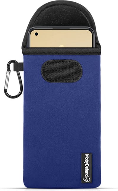 MobyDefend Hoesje - Geschikt voor Oppo Reno8 T - Neopreen Pouch Met Karabijnhaak - Insteek - Riemlus - Blauw