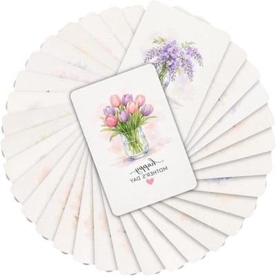 Moederdag Kaartjes - Wenskaarten Bloemen - Waardering Tonen - Aquarel Bloemenpatroon - 36 Stuks - Meerdere Kleuren