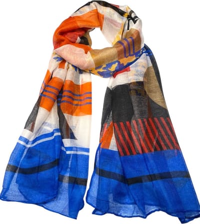 Lange Dunne Sjaal - Print - Rood/Blauw - 180 x 80 cm (2114#)