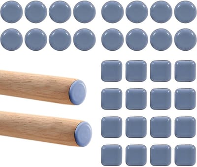 32 Stuks Teflon Meubelglijders, Geluidsarme en Soepele Vloerbeschermers voor Meubels, Sterke Zelfklevende Vloerbeschermers voor Stoelpoot, Voorkom Krassen en Schade aan de Vloer, Vierkant en Rond ø20mm