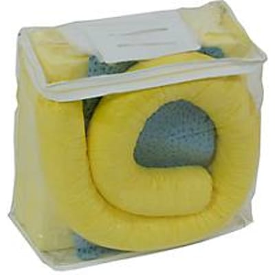 Lekkage set voor noodgevallen universeel geel, absorptie van 20 l, 41 stuks, in PVC-tas,