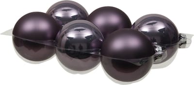 Othmar Decorations Kerstballen - 6x st - lila paars - 8 cm - glas - mat/glans - kerstversiering