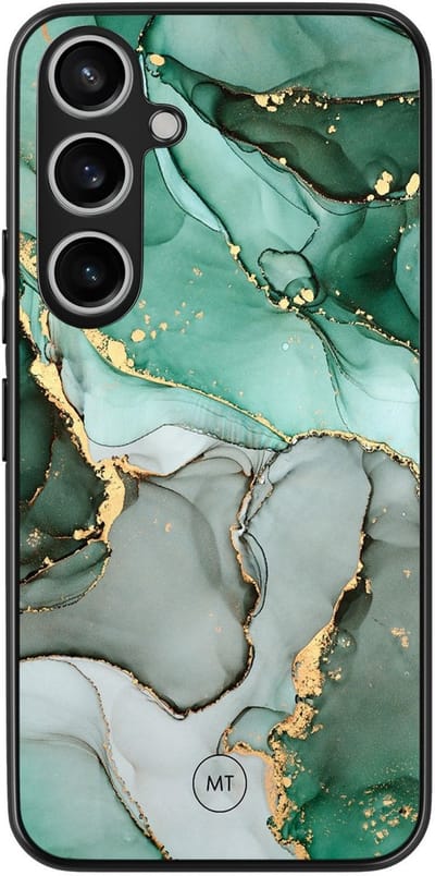 Hoesje geschikt voor Samsung Galaxy A15 - Marble Design - TPU Hard Case Backcover - Grijs, Groen - Mooie Telefoonhoesjes