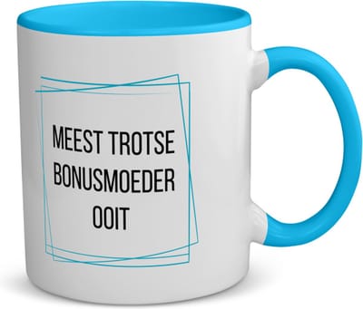 Akyol - meest trotse bonusmoeder ooit koffiemok - theemok - blauw - Mama - trotse bonusmoeder - moeder cadeautjes - moederdag - verjaardagscadeau - verjaardag - cadeau - geschenk - kado - gift - moeder artikelen - 350 ML inhoud