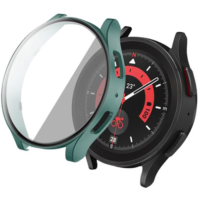 Screen protector - Geschikt voor Samsung Galaxy Watch 6 - 44 mm - Full Cover Hard Case / Beschermend Hoesje - Donkergroen