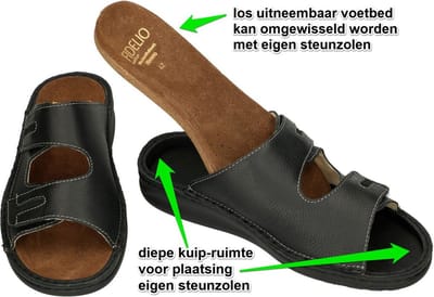 Fidelio Hallux -Heren - zwart - pantoffels & slippers - maat 43