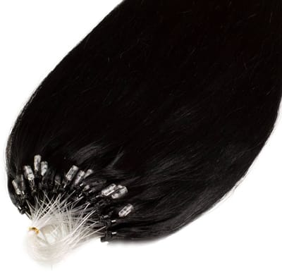hair2heart Premium Microring Extensions Echt haar glad - 25 strengen 0,8 g 40 cm 2/0 zwart