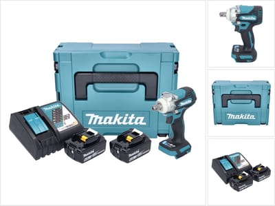 Makita DTW 301 RGJ accu slagmoersleutel 18 V 330 Nm 1/2" borstelloos + 2x oplaadbare accu 6.0 Ah + lader + Makpac