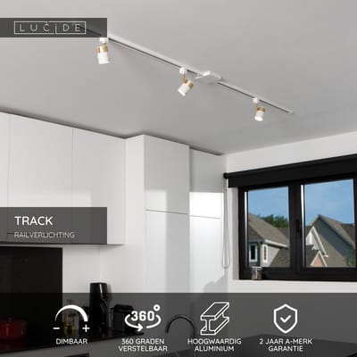 Lucide TRACK FLORIS Railspot - 1-fase Railsysteem / Railverlichting - 1xGU10 - Wit (Uitbreiding)