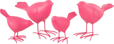 J-Line figuur Vogel - polyresin - roze - large - 2 stuks