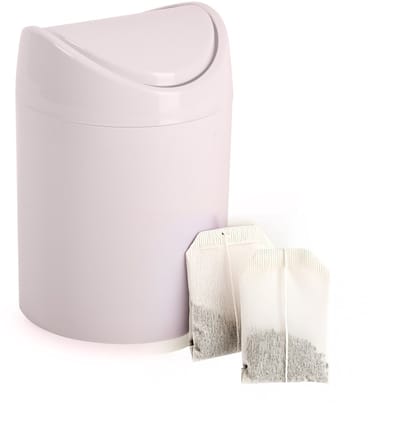 Plasticforte Mini prullenbakje - roze - kunststof - met klepdeksel - keuken aanrecht/tafel model - 1,4L - 12 x 17 cm
