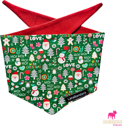 LanaBandana Dogwear | Kerst | Kerstbandana | Hondenbandana Christmas groen/rood maat M