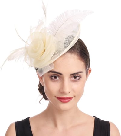 Elegante Feest Fascinator Hoed voor Dames met Veer en Gaas - Inclusief Clip en Haarband