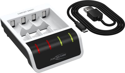 Caricabatterie per batterie NiMH AA o AAA - Ricarica automatica con monitoraggio singolo e modalità repair