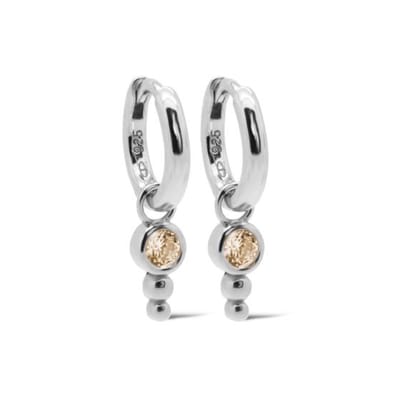Karma Oorhangers Hinged Hoops Nina Dot Champaign Zilver