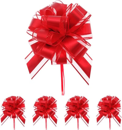 Grote rode trekstrikken voor geschenkverpakking - 5 stuks van 17,8 cm voor bruiloften, verjaardagen en feestdecoraties