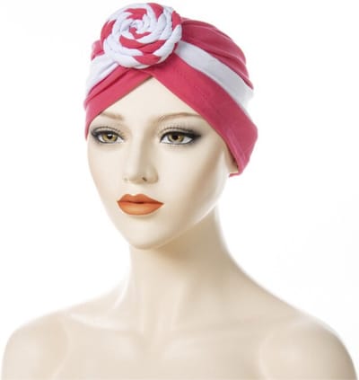Cabantis Tulband met Knot - Hoofddeksel - Islamitisch - Tulband - Muts - Chemo - Hijab Roze/Wit