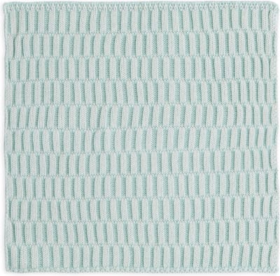 Knit Factory Vaatdoek Block - Gebreide vaatdoek gemaakt van 50% Katoen en 50% acryl - Vaatwasdoek - 1 stuk - Ecru/Mint - Lichtgroen - 27x27 cm