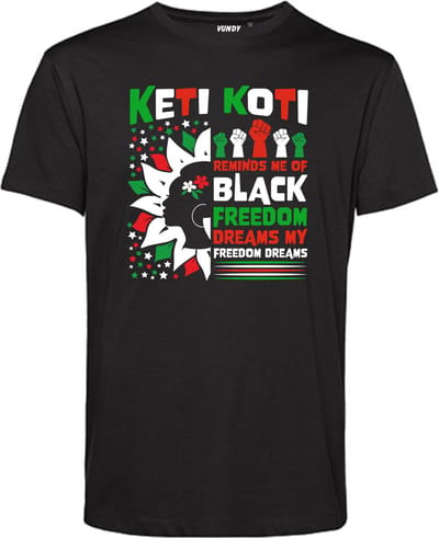 T-shirt Keti Koti Blacked Freedom Dreams | Keti Koti | Suriname shirt| Slavernij Verleden | Zwart | maat XS
