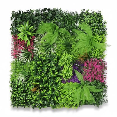 Niba® Flowerwall - Botanical Wall Art Panel - Paars Groene Muurdecoratie – 100×100 cm