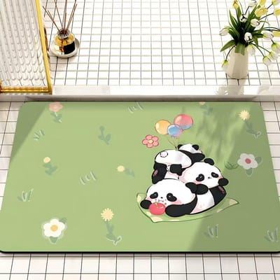 Tapis de Bain Animal Drôle Dessin Animé Tapis Absorbant à Séchage Rapide pour Toilettes Tapis de Sol Antidérapant Facile à Entretenir pour Porte de Toilettes 40*60cm【TPR2.5MM】 white