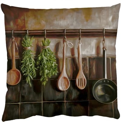 Sierkussens - Kussentjes Woonkamer - 50x50 cm - Keukengerei - Rustiek - Tegels - Kruiden