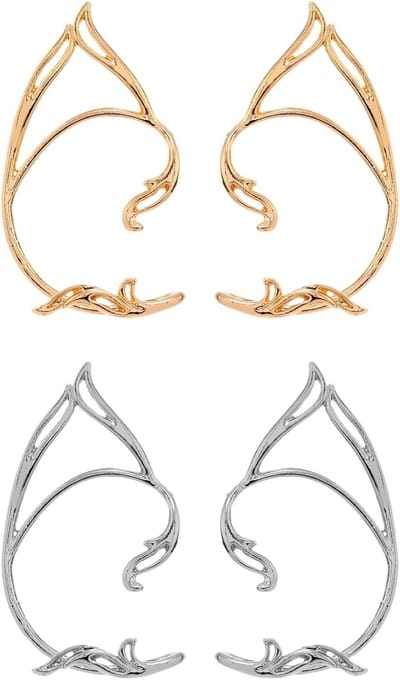 Elf Oren voor Vrouwen - 2 Paar Elf Oorbellen zonder Piercing, Perfect voor Cosplay en Feestkostuums, Goud/Zilver, Accessoires voor Fantasie en Rollenspel