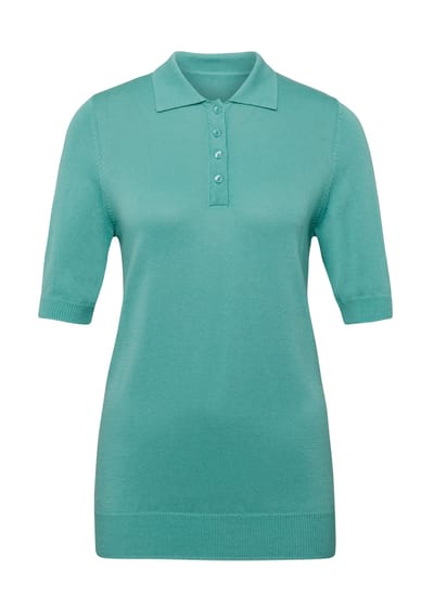 Tricot pullover met korte mouwen en mooie kraag - smaragd - Gr. 38 van Goldner Fashion