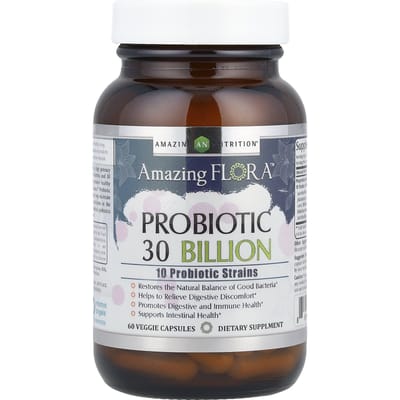 Amazing Flora™, Probiotique, 30 Milliards d'UFC, 60 Gélules Végétales
