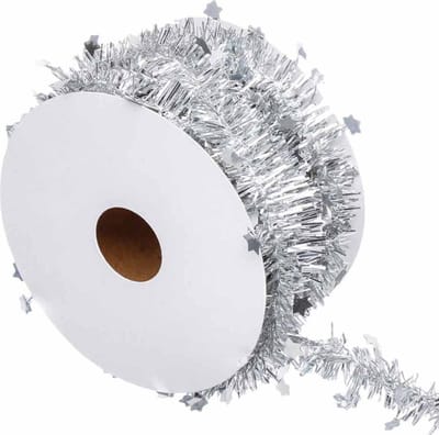 JJA - Zilveren kerstboom slinger sterren 3 m fijn