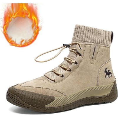 Dames Hoge Schoenen Herfst en Winter Korte Laarzen Bovenlaag Leer Dames 40 beige