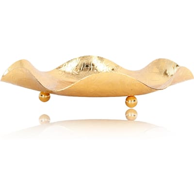 Gouden Fruitschaal Hand Elektroplating Proces Mooi Patroon Gladere Oppervlakken Snackschotel voor beige