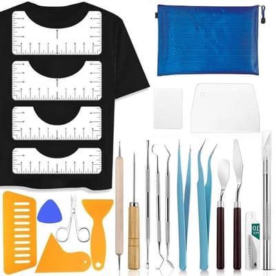 Vinyl Wied Gereedschap - Ambachtelijke Set - DIY Knutselen - Rijke Gereedschappen - 33 Delig - Afgebeeld
