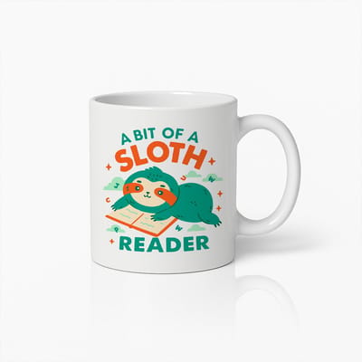 A Bit of a Sloth Reader Mok 330ml – Schattige Luiaard Ontwerp Koffiebeker voor Boekenliefhebbers, Grappig Cadeau voor Lezers & Dierenfans