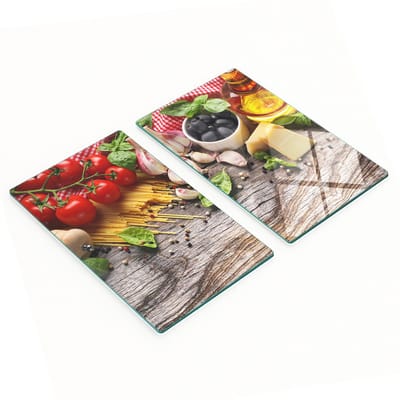 Glazen snijplanken met afbeeldingen van Italiaans eten, 2x30x52 cm