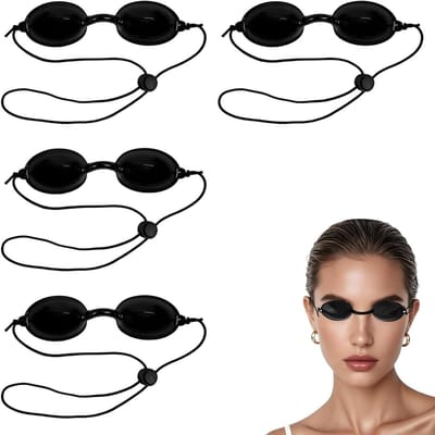 Veiligheidsbrillen Set - Beschermende Brillen - Lichttherapie Bescherming - Verstelbaar Frame - 4 Stuks - Zwart