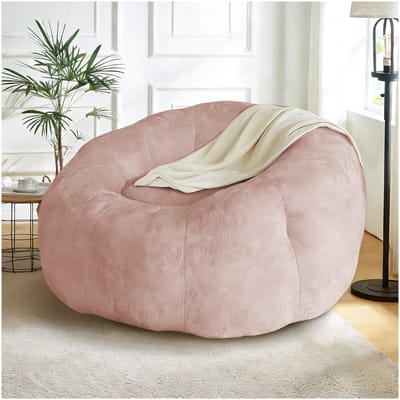 Grote ronde zitzak - Comfortabele lounge stoel - Ruime afmetingen voor ontspanning - Zacht flanel - Woonkamer en slaapkamer - Roze - 120x130x72 cm