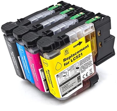 Inktcartridges Geschikt voor Brother LC-521 | Multipack van 4 stuks Geschikt voor Brother DCP-J1260W - DCP-J1310DW - DCP-J1313DW - DCP-J1360DW - DCP-J1460DW