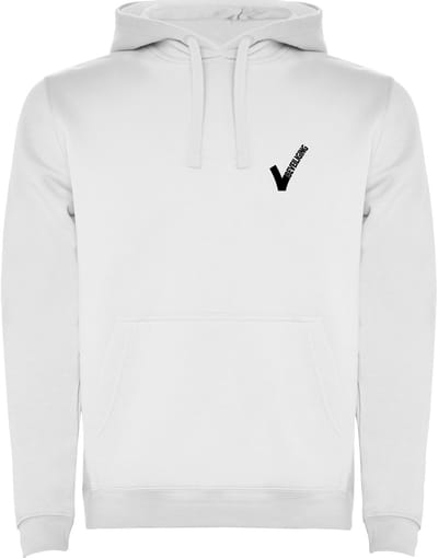 Witte hoodie met Beveiliging / Security met als borstlogo het bekende V-tje en als ruglogo SECURITY - voor PROFESSIONALS - Maat XL