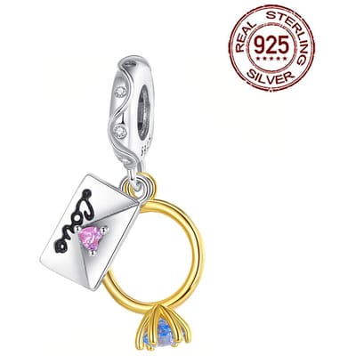 Ahthen Authentieke Koperen Kralen Trouwring Liefdesbrief Bedel Past op Slangenhuid Armbanden Kettingen Voor Vrouwen Mode Sieraden Produceren gray
