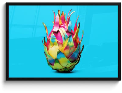 Poster in lijst - Fotolijst 90x60 cm - Posters - Drakenfruit - Blauw - Levendig - Posterlijst zwart - Decoratie - Wanddecoratie woonkamer - Muurdecoratie slaapkamer