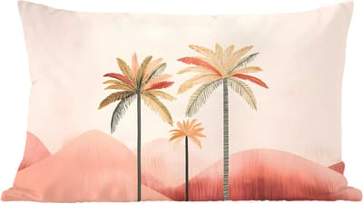 Sierkussens - Kussentjes Woonkamer - 60x40 cm - Palmbomen - Heuvels - Minimalistisch - Zachtroze